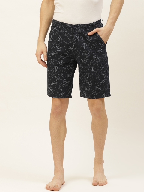 

Sweet Dreams Men Black & Off White Pure Cotton Printed Lounge Shorts