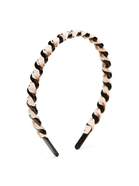

Stoln Girls Peach-Coloured & Black Ribbon Spiral Hairband