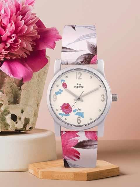 

maxima Women Cream-Coloured Printed Analogue Watch O_51610LMLI