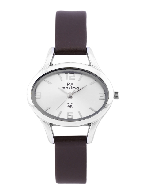 

maxima Women Silver-Toned Leather Analogue Watch 22162LMLI