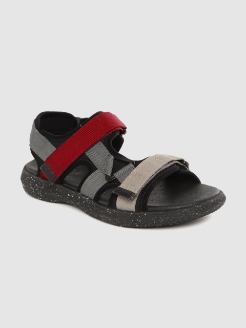 

Geox Men Taupe & Red Colourblocked Sports Sandals