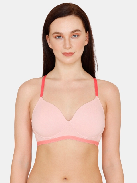 

Zivame Pink Solid Non-Wired Lightly Padded Cotton T-shirt Bra ZI10S6FASHAPINK
