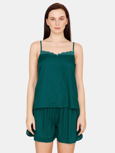 

Zivame Women Green Solid Night Suit