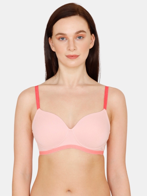 

Zivame Pink Solid Non-Wired Lightly Padded T-shirt Bra ZI10S4FASHAPINK