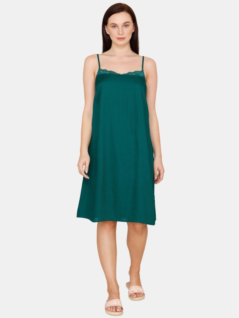 

Zivame Green Solid Nightdress