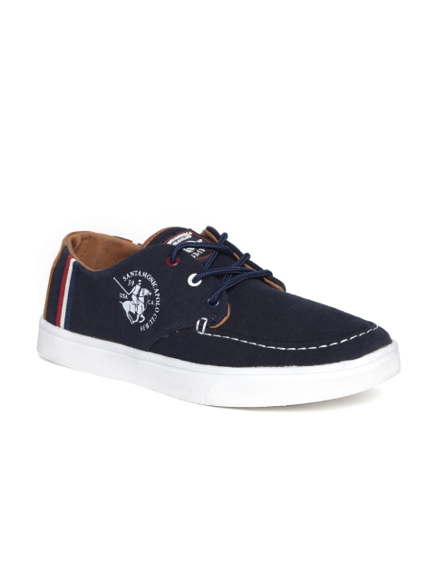 

Santa Monica Men Navy Solid Regular Sneakers, Navy blue