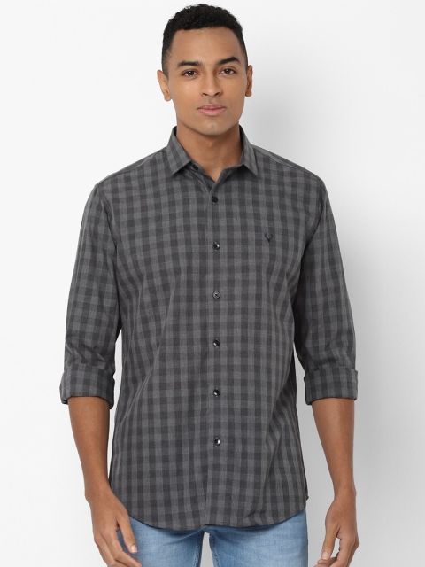 

Allen Solly Men Grey Slim Fit Checked Casual Cotton Shirt