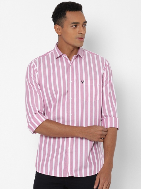 

Allen Solly Men Pink & White Slim Fit Striped Casual Shirt
