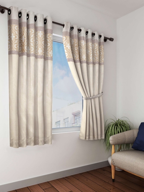 

BIANCA Cream-Coloured & Gold-Toned Single Black Out Curtain