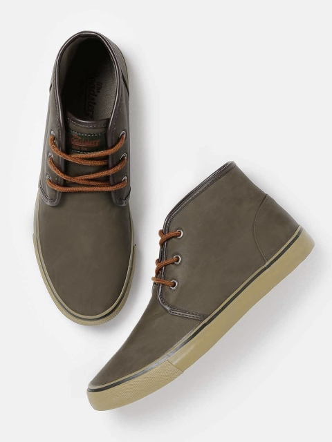 

Roadster Men Olive Green Mid-Top Casual Shoes