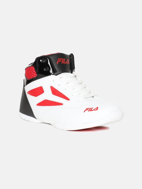 

FILA Men White PU High-Top Basketball Shoes