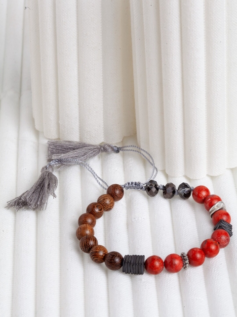 

CRZ Brown & Red Alloy Elasticated Bracelet