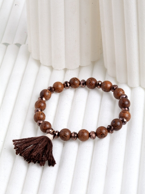 

CRZ Brown Alloy Tassle Charm Elasticated Bracelet