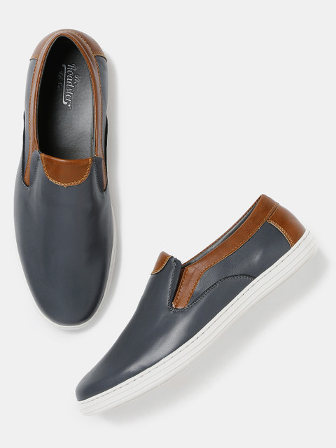 

Roadster Men Charcoal Grey & Brown Slip-Ons