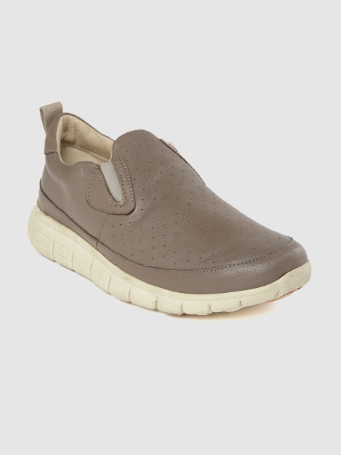 

Woodland Men Grey Perforated Leather Slip-On Sneakers