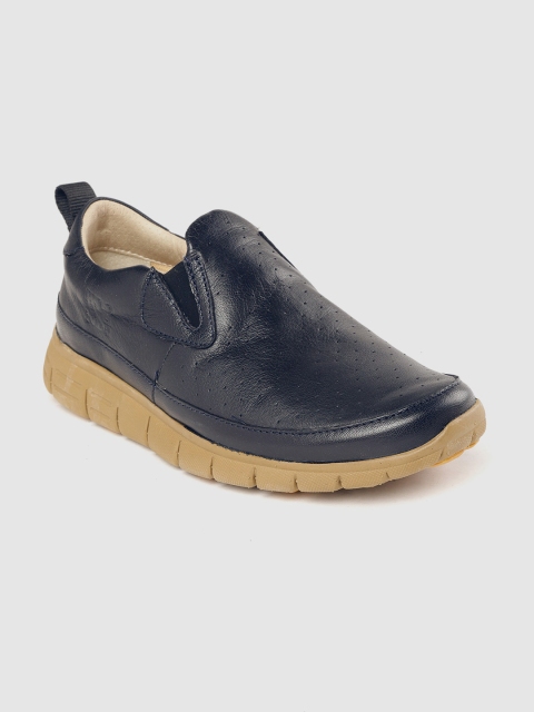 

Woodland Men Navy Blue Perforated Leather Slip-On Sneakers
