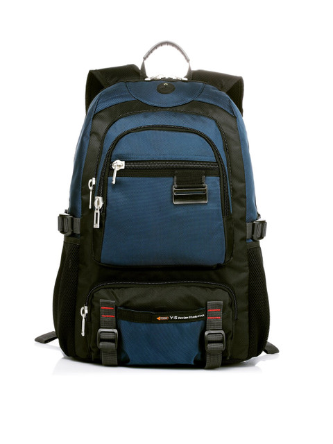 

YESO Unisex Black & Blue Colourblocked Backpacks with Earphone Gate