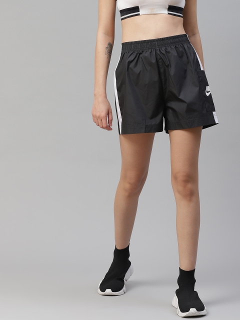 

Nike Women Black Solid NSW Essential Woven High-Rise Sports Shorts