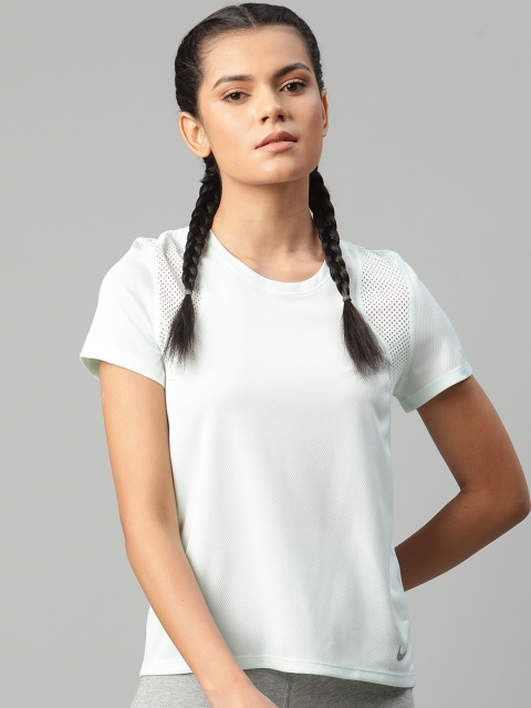 

Nike Women Mint Green Solid Round Neck Running T-shirt