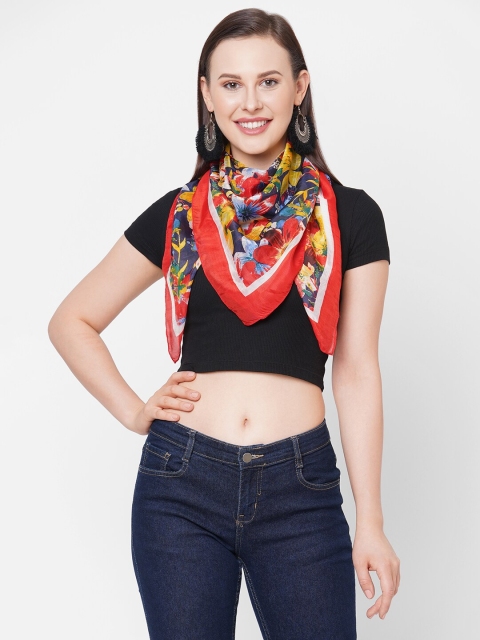 

Get Wrapped Women Red & Blue Printed Silk Scarf