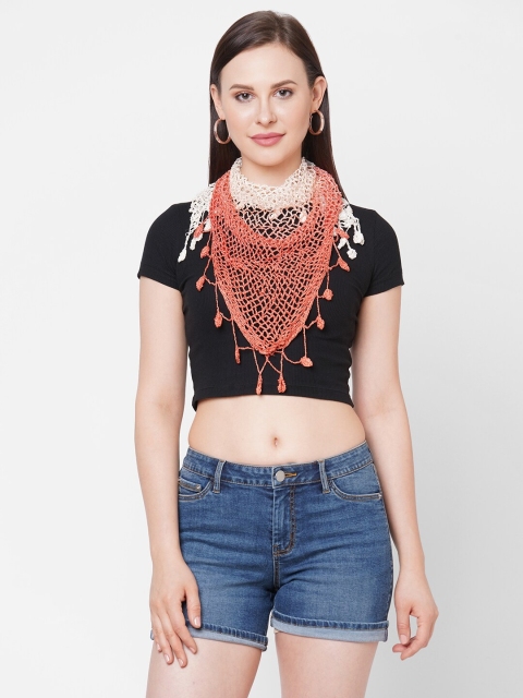 

Get Wrapped Women Peach-Coloured & White Self Design Scarf