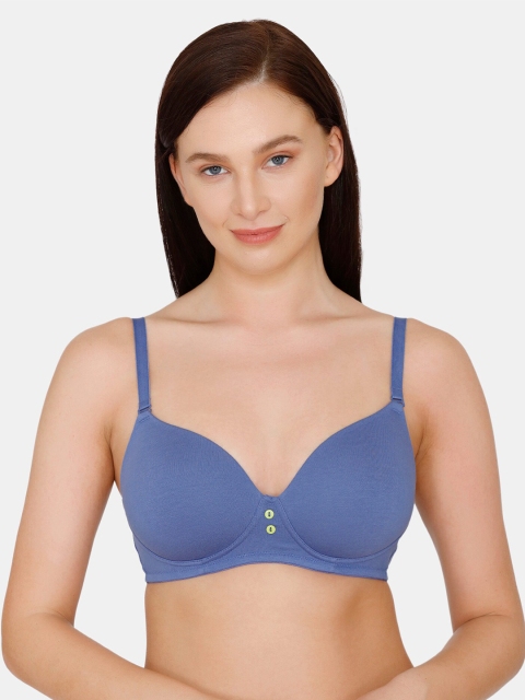 

Zivame Blue Solid Non-Wired Lightly Padded T-shirt Bra ZI10RRFASHABLUE