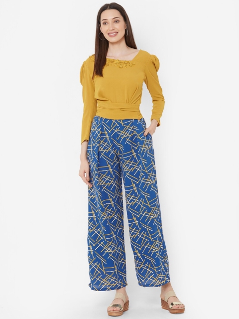 

ZOLA Women Yellow & Blue Solid Top with Palazzos