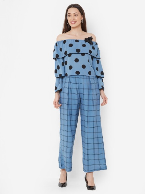 

ZOLA Women Blue & Black Printed Top with Palazzos