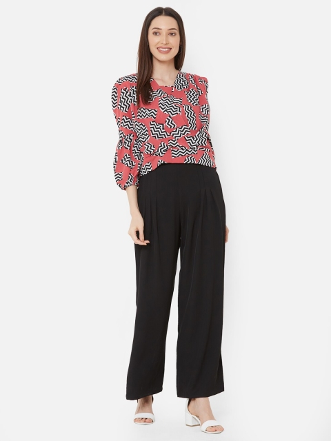 

ZOLA Women Black & Red Printed Top with Palazzos