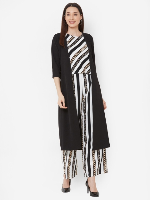 

ZOLA Women Black & White Striped Top with Palazzos