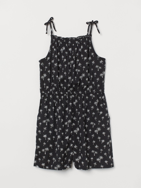 

H&M Girls Black Tropical Printed Playsuit