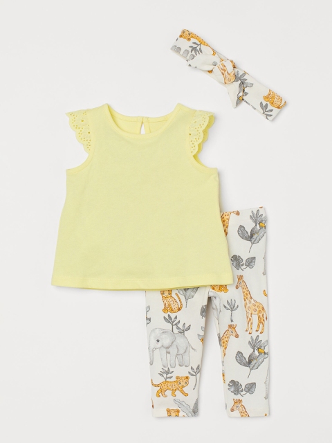 

H&M Girls Yellow & White 3-Piece Cotton Set