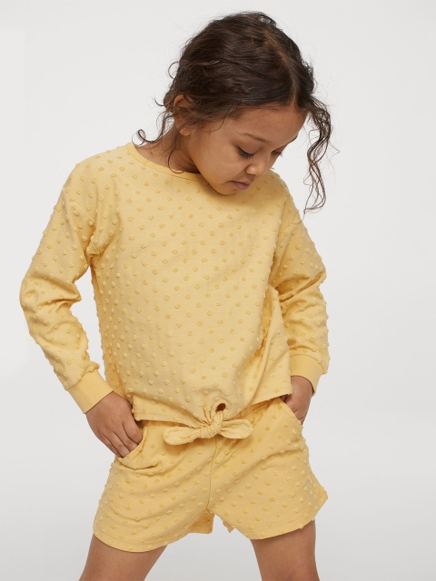 

H&M Girls Yellow Self Design 2-Piece Set