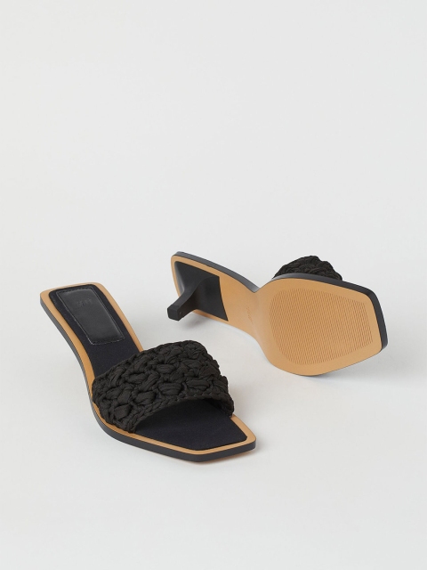 

H&M Women Black Woven Design Mules