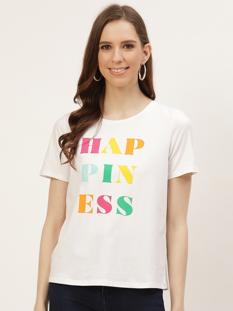 

COVER STORY Women White Cotton Typography Printed T-shirt