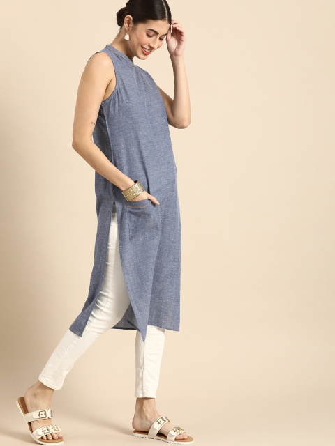 

Anouk Women Grey Chambray Kurta