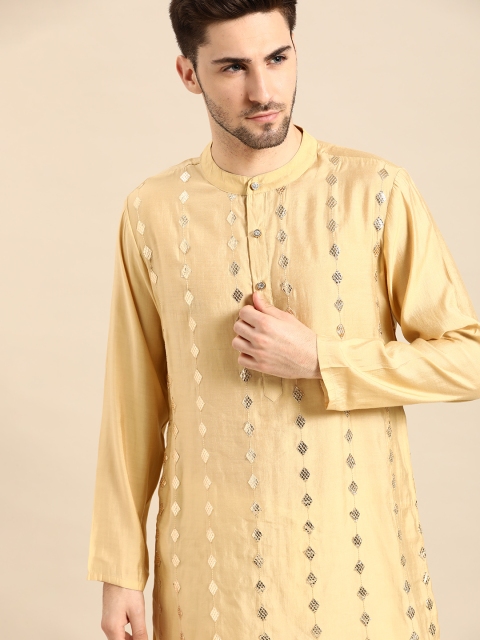 

Anouk Men Beige & Golden Embellished Kurta