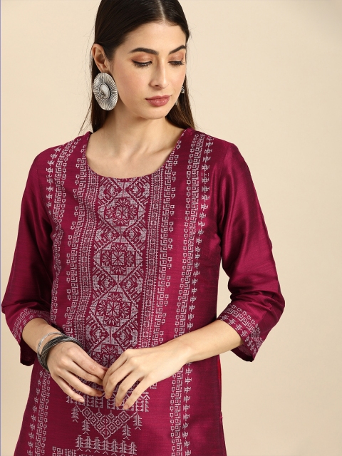 

Anouk Women Purple & White Ethnic Motifs Printed Kurta
