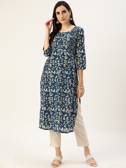 

Anouk Women Blue & Off White Ethnic Motifs Printed Kurta