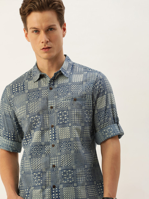 

Anouk Men Blue Printed Casual Shirt