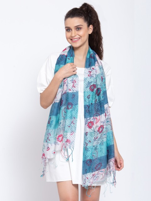 

J Style Women Blue & White Printed Stole