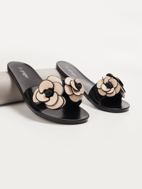 

Ginger by Lifestyle Women Black & Beige Embellished Sliders