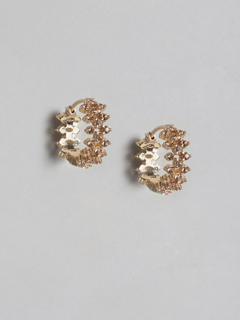 

Forever New Gold-Plated Stone Studded Circular Huggie Hoop Earrings