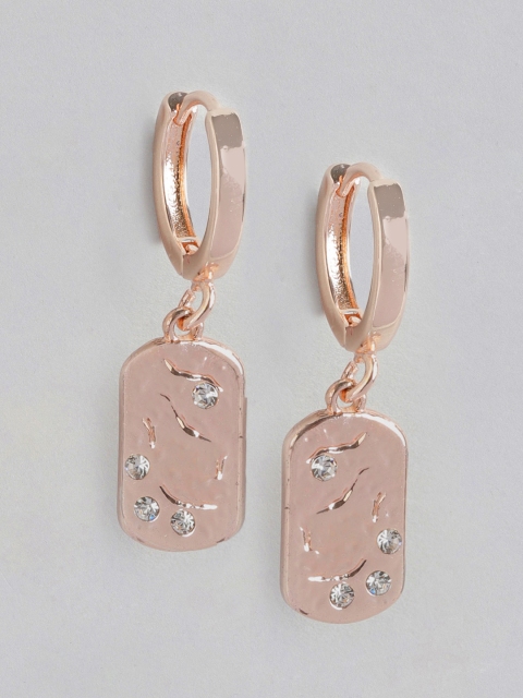 

Forever New Rose Gold-Plated CZ Studded Geometric Drop Earrings