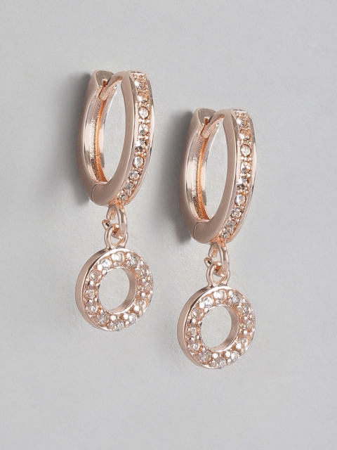 

Forever New Rose Gold-Plated CZ Studded Circular Drop Earrings