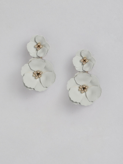 

Forever New Grey Gold-Plated Floral Jacket Drop Earrings