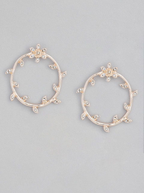 

Forever New Rose Gold-Plated CZ Studded Circular Drop Earrings