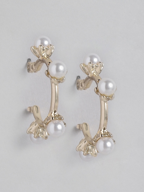 

Forever New White Gold-Plated Beaded Circular Hoop Earrings