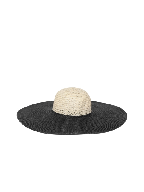

Forever New Women Black & Beige Basketweave Naomi Floppy Sun Hat