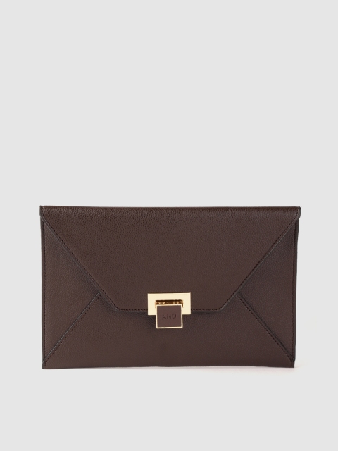 

AND Women Coffee Brown Solid Envelope Clutch